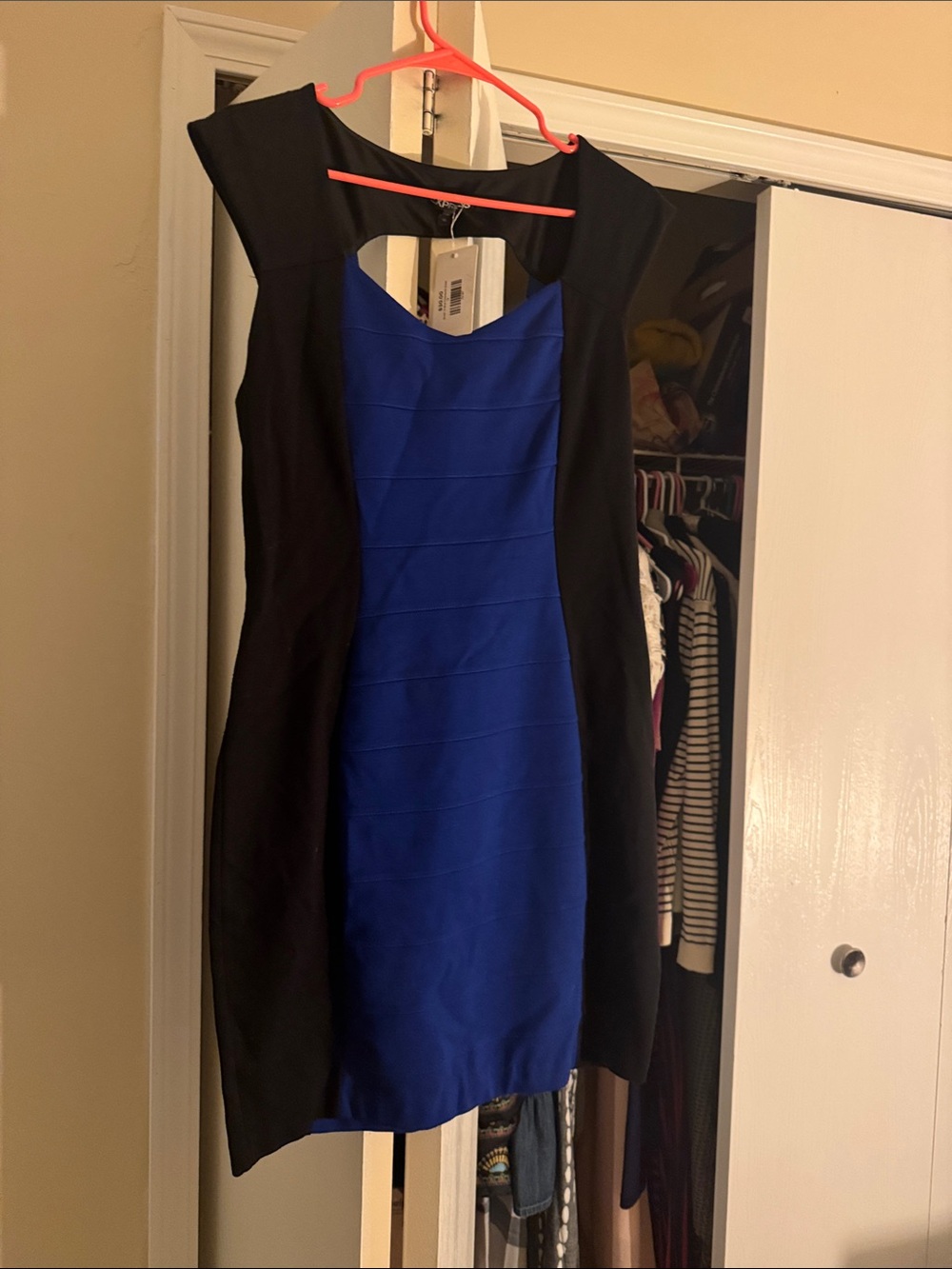 Express Black and Blue Colorblock Mini Dress